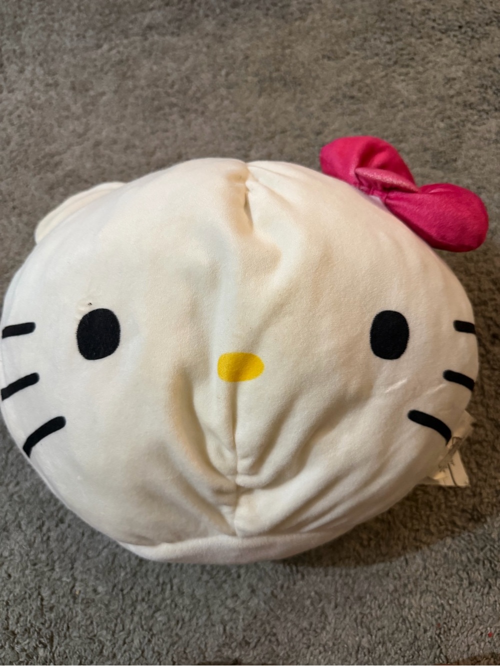 Hello Kitty Plush Face Pillow - White, Pink Bow, Yellow Nose
